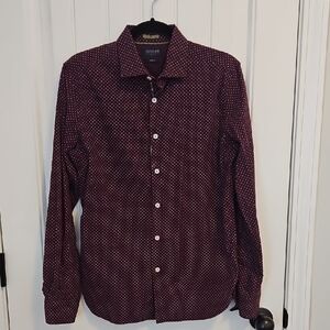 Cactus Man Micro Print Burgundy Button Down Shirt Size S